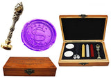 Vintage Santa Claus Christmas Luxury Wax Seal Sealing Stamp Brass Peacock Metal Handle Sticks Melting Spoon Wood Gift Box Set