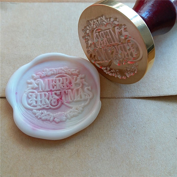 Merry Christmas customize logo Personalized image custom seal wax sealing stamp Invitation Retro antique stamp stamp box set