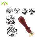 WCIC Retro Wood Wax Seal Stamp Christmas Wedding Invitation DIY Flower Heart Tree Rose Printed Classic Hand Account Post Sealing