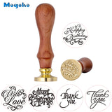 Mogoko 1x Wax Seal Stamp Retro Wood Classic Decorative Merry Christmas Happy Birthday Invitation Antique Sealing Stamp Valentine