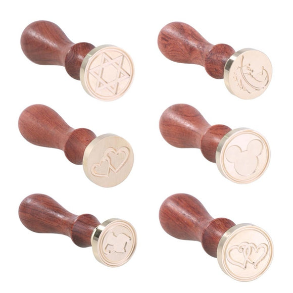 1PC Love Series Retro Wood Handle Sealing Wax Stamp Decorative Greeting Birthday Wedding Invitation Sealing Stamps