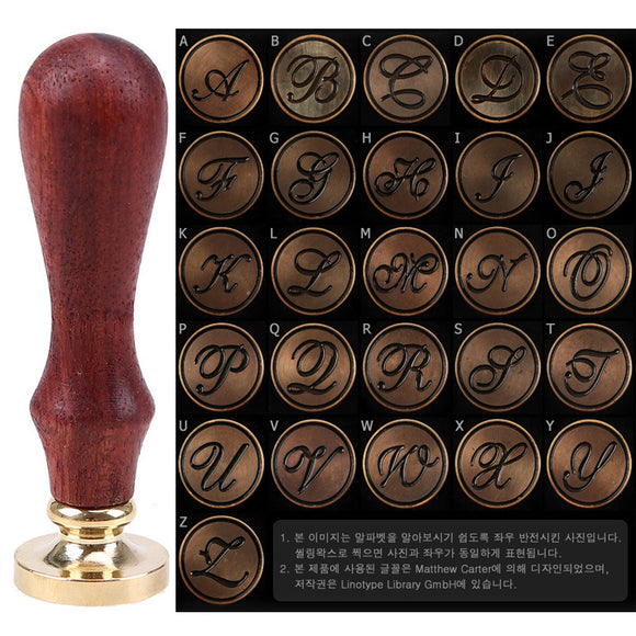 WHISM Brass Head Wax Stamps A-Z Letters Sealing Wax Stamp Wedding Invitation Wooden Handle Stamps Christmas Card Wax Seal Stamp
