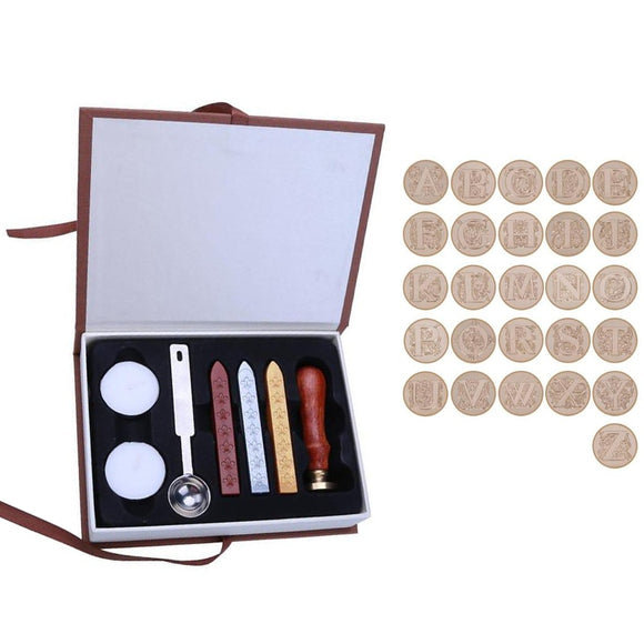 26 English Alphabets Metal Sealing Wax Stamps Set Dia 25mm Stamps Wax Seals Delicate Cuprum Stamps with Durable Box