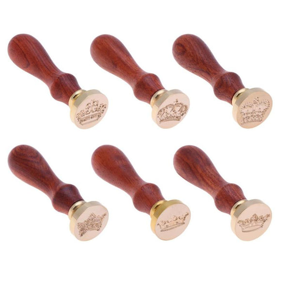 Crown Pattern DIY Retro Sealing Wax Stamp Wood Stamp Customs Insurance Sealing Wax Seal Post with Beech Handle