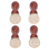 Retro Wood Sealing Wax Stamp Antique Cat Plant Ancient Post Decorative Seal Stamp Birthday Wedding Invitation Decor Gift