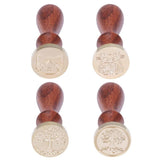 Retro Wood Sealing Wax Stamp Antique Cat Plant Ancient Post Decorative Seal Stamp Birthday Wedding Invitation Decor Gift