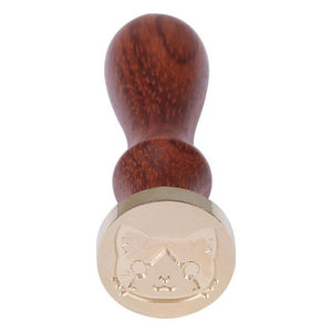 Retro Wood Sealing Wax Stamp Antique Cat Plant Ancient Post Decorative Seal Stamp Birthday Wedding Invitation Decor Gift