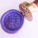 Open me open here wax seal stamp, wedding invtiation sealing wax, letter seals, Christmas gift