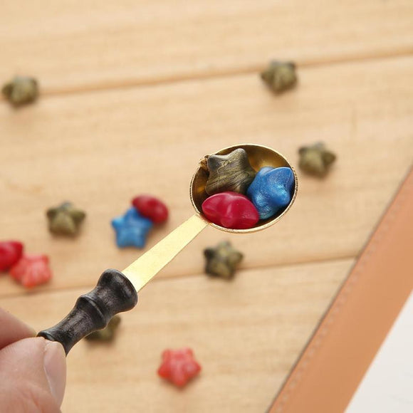 1PC Wax Stamp Sealing Wax Spoon Vintage Wood Handle Sealing Wax Spoon for Wax Stamp Craft Decoration