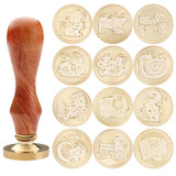 Antique Vintage Chinese Zodiac Taurus the Bull Custom Wedding Invitation Wax Seal Sealing Stamp Sticks Rosewood Handle Set Kit