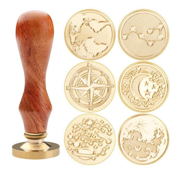 World Map View Antique Metal Sealing Wax Stamps Wood Handle Ancient Wedding Invitations Wax Seal Stamp Decoration