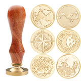 World Map View Antique Metal Sealing Wax Stamps Wood Handle Ancient Wedding Invitations Wax Seal Stamp Decoration