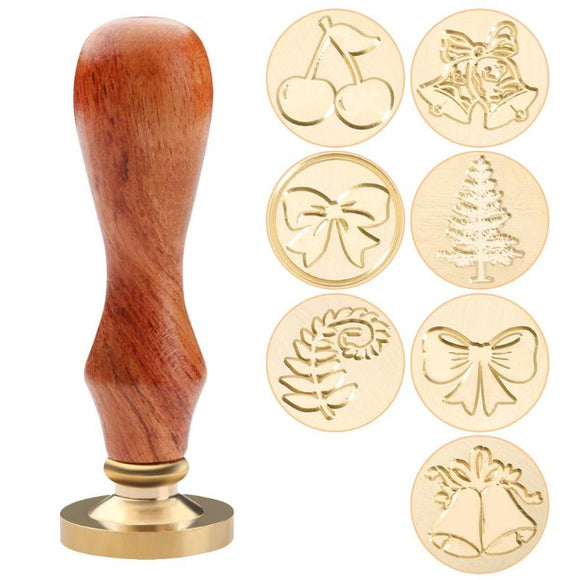 Exquisite Wood Handle Metal Christmas Sealing Wax Stamps Invitations Decor Greeting Birthday Wedding Invitation Sealing Stamps
