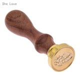 She Love Wax Seal Stamp Classic Elegant Metal Rosewood Handle for Invitation Card Christmas