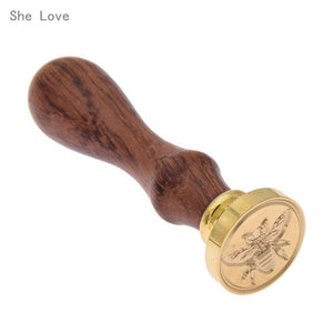 She Love Wax Seal Stamp Classic Elegant Metal Rosewood Handle for Invitation Card Christmas