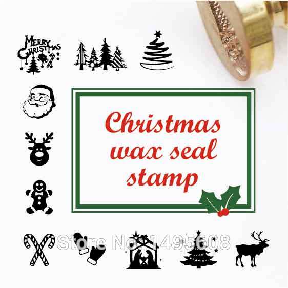 12 designs Merry Christmas wax Stamp collections, Christmas party invitation seal, Christmas gift, santa, snowman,candy,socks,