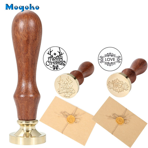 Mogoko Brand New 1x Wax Seal Stamp Merry Christmas Love Retro Wood Classic Vintage Decorative Invitation Antique Sealing Stamp