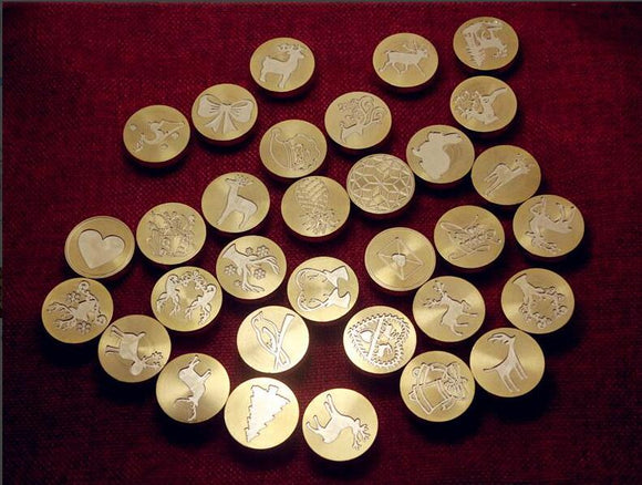 Retro Brass Head Sealing Wax Stamp Heart Wedding Invitation Merry Christmas Card Rose Snow Wax Seal Stamp for Christmas