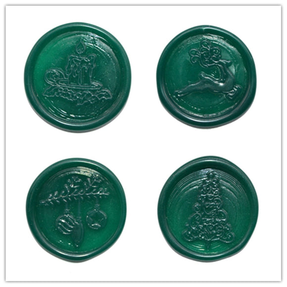 Handmade 50Pcs Christmas Wax Stickers Stamp DIY Wax Seal Sticker Santa Claus Self Adhesive Stickers For Envelope Decoration