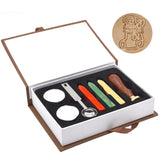 Vintage Santa Claus Brass Stamp Wooden Handle Sticks Melting Spoon Christmas Gift Box Set Wax Seal Sealing Letter Decoration
