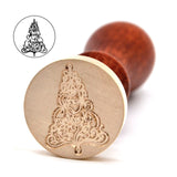 Christmas Tree Wax Seal Stamp Wood Handle Santa Claus Stamp for Seal Invitations Envelope Letter Decoration