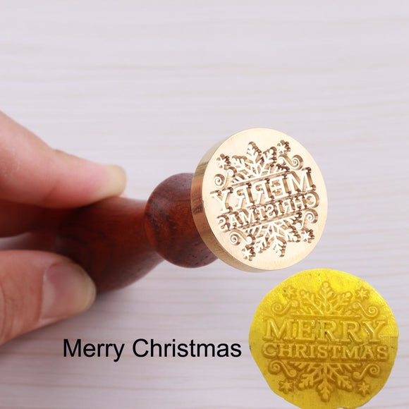 Hot Sale Merry Christmas Pattern Wood Metal Classic Wax Seal Stamp  For Scrapbooking Notebook letter DIY Craft For Christmas