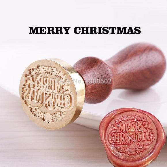 MERRY CHRISTMAS Hot Fashion Wood Metal Classic Wax Seal Stamp For Scrapbooking letter DIY Christmas  Decoration