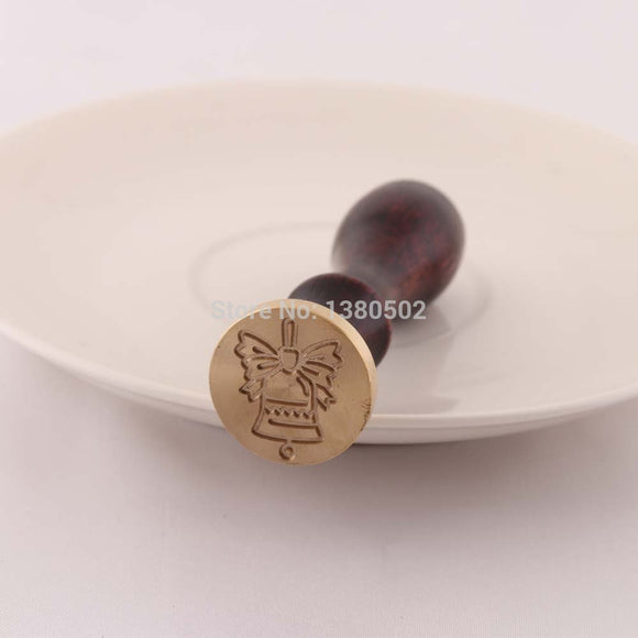 Hot Fshon Wood Wax Seal Stamp Christmas Bell Pattern Decortaion For Merry Christmas