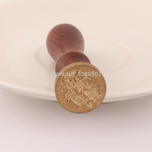 Merry Christmas Hot Fashion  Wood Metal Classic Wax Seal Stamp For Christmas Decoration  Scrapbooking Notebook letter