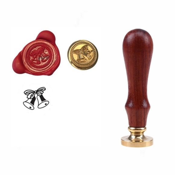 WCIC Wooden Stamps Brass Head Sealing Wax Stamp Santa Claus Bell Scrapbooking Christmas Stamp with Handle Retro Wax Seal Stamp