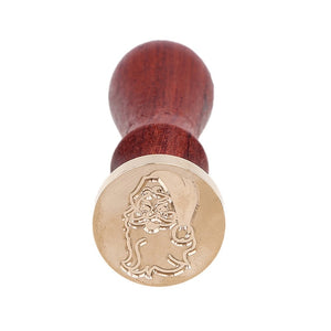 WCIC Wooden Stamps Brass Head Sealing Wax Stamp Santa Claus Bell Scrapbooking Christmas Stamp with Handle Retro Wax Seal Stamp