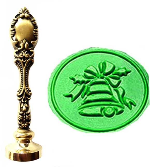 MDLG Vintage Christmas Bell Ring Custom Picture Logo Luxury Wax Seal Sealing Stamp Brass Peacock Metal Handle Gift Set