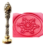 Vintage Fancy Christmas Snowflake Custom Picture Logo Luxury Wax Seal Sealing Stamp Brass Peacock Metal Handle Gift Set