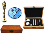 Custom Luxury Wax Seal Sealing Stamp Vintage Christmas Deer Brass Peacock Metal Handle Sticks Melting Spoon Wood Gift Box Set