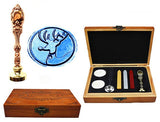 Custom Luxury Wax Seal Sealing Stamp Vintage Christmas Deer Brass Peacock Metal Handle Sticks Melting Spoon Wood Gift Box Set