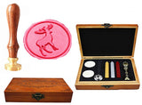 Vintage Christmas Deer Custom Luxury Wax Seal Sealing Stamp Brass Peacock Metal Handle Sticks Melting Spoon Wood Gift Box Set