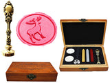 Vintage Christmas Deer Custom Luxury Wax Seal Sealing Stamp Brass Peacock Metal Handle Sticks Melting Spoon Wood Gift Box Set