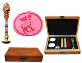 Vintage Christmas Deer Custom Luxury Wax Seal Sealing Stamp Brass Peacock Metal Handle Sticks Melting Spoon Wood Gift Box Set