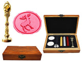 Vintage Christmas Deer Custom Luxury Wax Seal Sealing Stamp Brass Peacock Metal Handle Sticks Melting Spoon Wood Gift Box Set