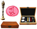 Vintage Christmas Deer Custom Luxury Wax Seal Sealing Stamp Brass Peacock Metal Handle Sticks Melting Spoon Wood Gift Box Set