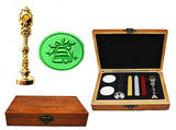 Vintage Christmas Bell Ring Luxury Wax Seal Sealing Stamp Brass Peacock Metal Handle Sticks Melting Spoon Wood Gift Box Set