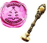 Vintage Seasons Greetings Christmas Tree Star Picture Logo Luxury Wax Seal Sealing Stamp Brass Peacock Metal Handle Gift Set